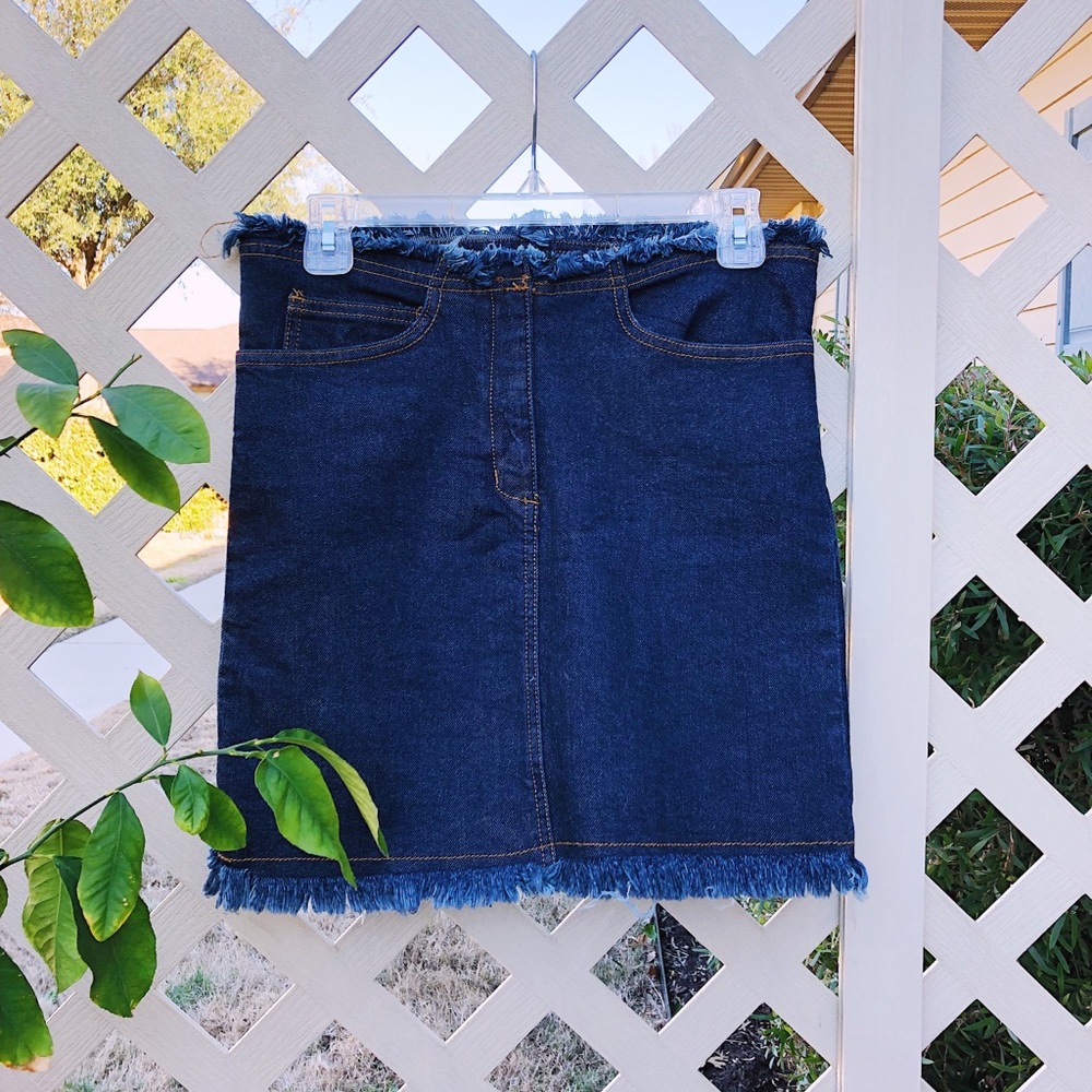 Vintage Frayed Mini Denim Skirt